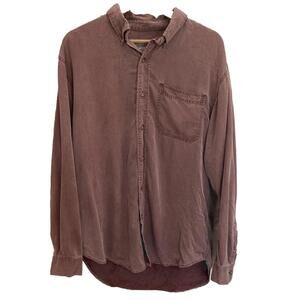 Vtg Territory Ahead Silk Blend Button Down Shirt Mens Large Ribbed Like Corduroy